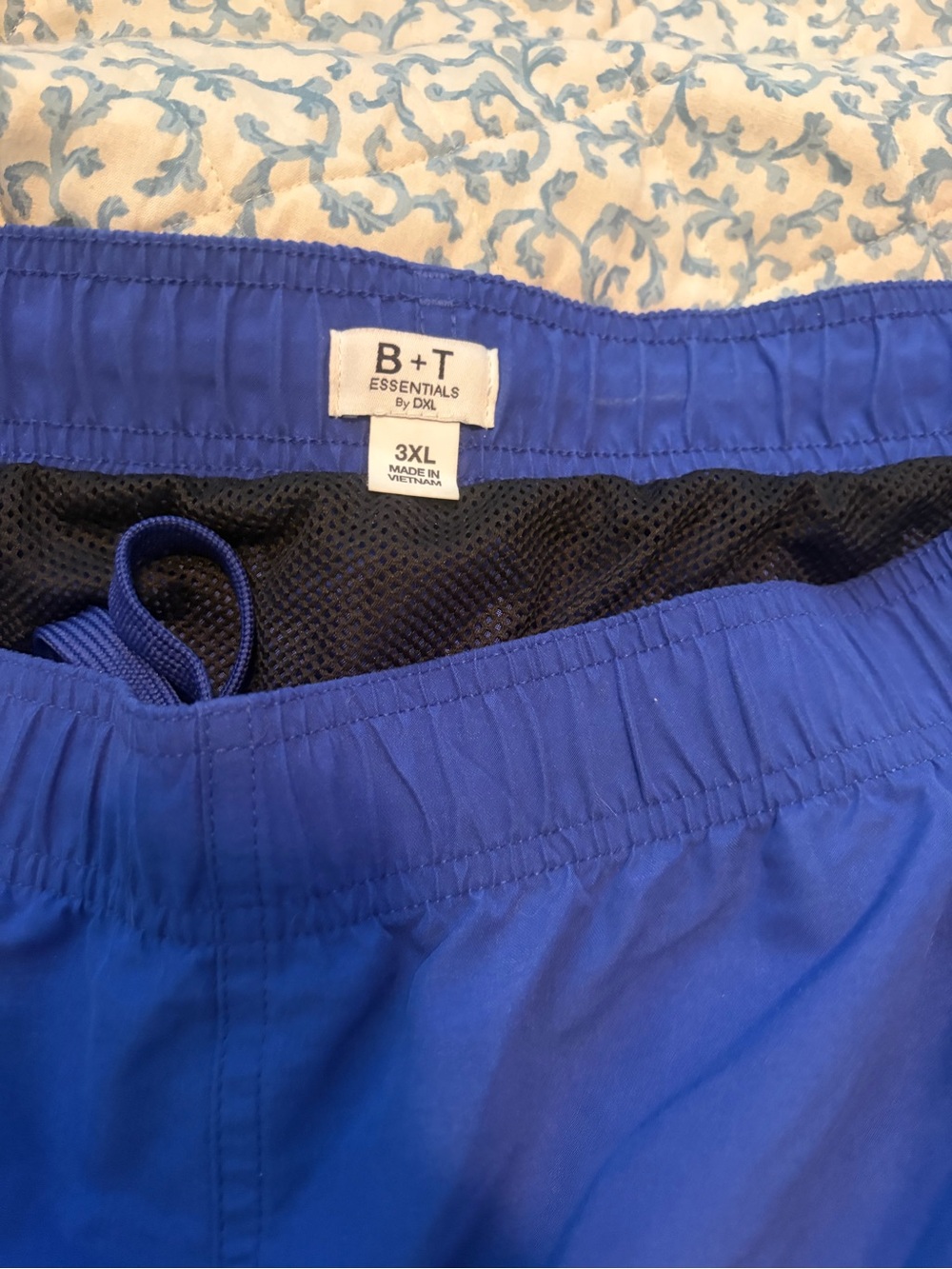 Essentials Men Royal Blue Swim Trunks with Black Mesh Lining
